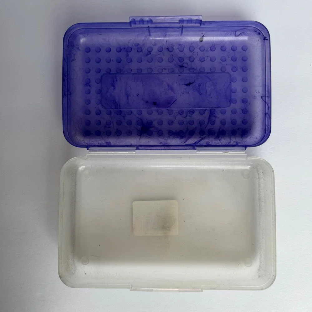 Vintage 2002 Eldon SpaceMaker Pencil Box Purple Marbled Translucent Y2K 576921